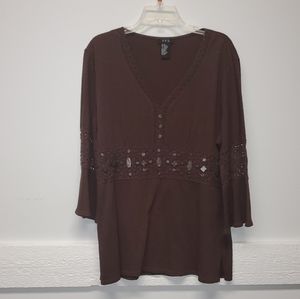 Brown Embellished Top XL